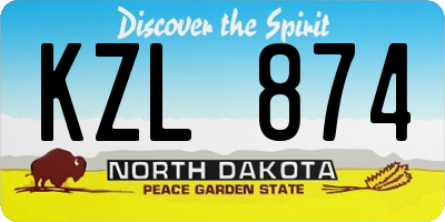 ND license plate KZL874