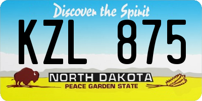 ND license plate KZL875