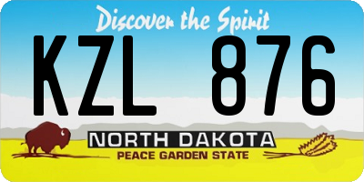ND license plate KZL876
