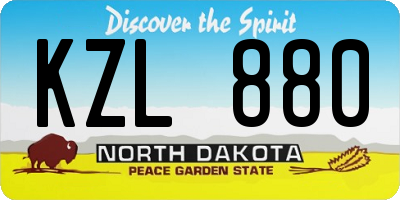 ND license plate KZL880