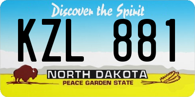 ND license plate KZL881