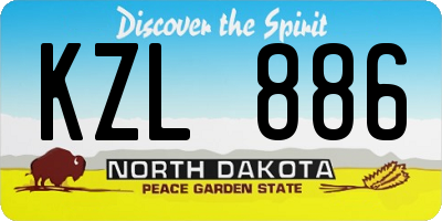 ND license plate KZL886