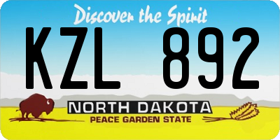 ND license plate KZL892