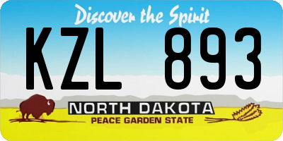ND license plate KZL893