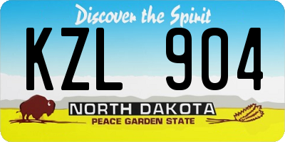 ND license plate KZL904