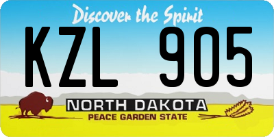 ND license plate KZL905