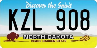 ND license plate KZL908