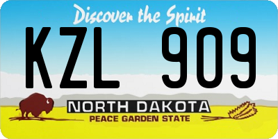 ND license plate KZL909