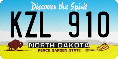 ND license plate KZL910