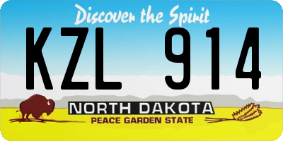ND license plate KZL914