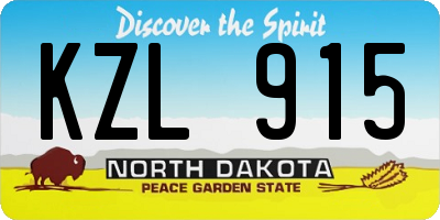 ND license plate KZL915