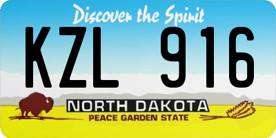 ND license plate KZL916