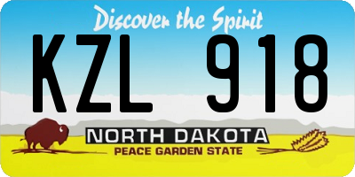 ND license plate KZL918