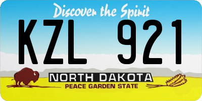 ND license plate KZL921