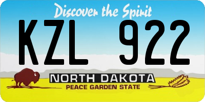 ND license plate KZL922