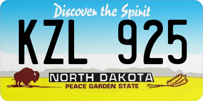 ND license plate KZL925