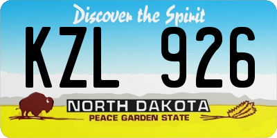 ND license plate KZL926