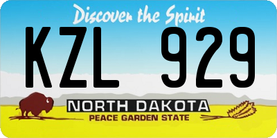 ND license plate KZL929