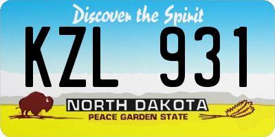 ND license plate KZL931