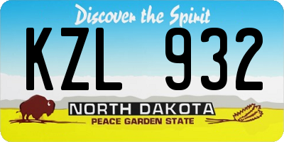 ND license plate KZL932