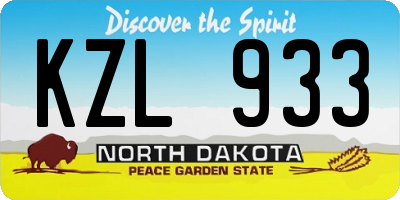 ND license plate KZL933