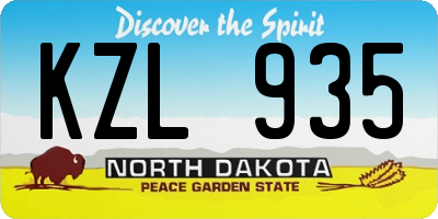 ND license plate KZL935