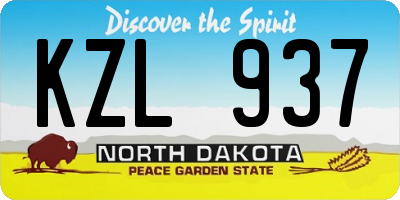 ND license plate KZL937