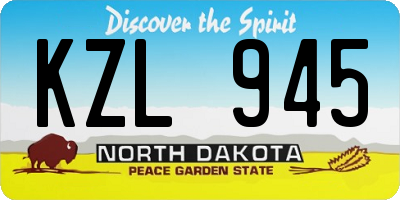ND license plate KZL945