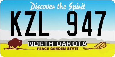 ND license plate KZL947