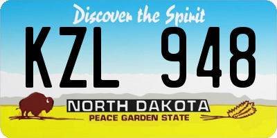 ND license plate KZL948