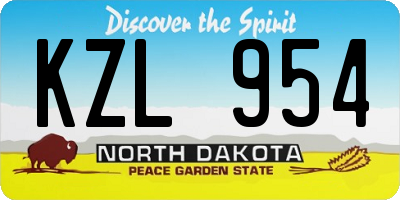 ND license plate KZL954