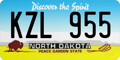 ND license plate KZL955