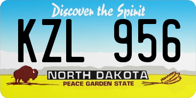 ND license plate KZL956