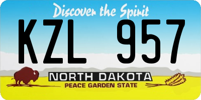 ND license plate KZL957