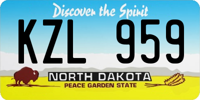 ND license plate KZL959