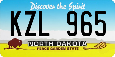 ND license plate KZL965