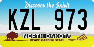 ND license plate KZL973