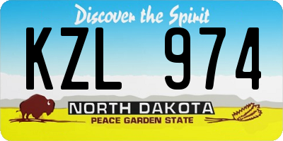 ND license plate KZL974