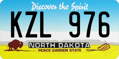 ND license plate KZL976