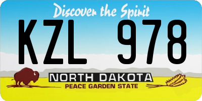 ND license plate KZL978