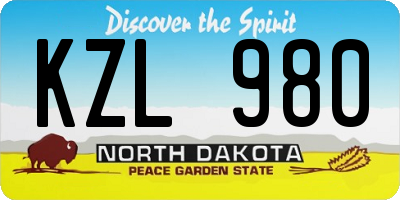 ND license plate KZL980