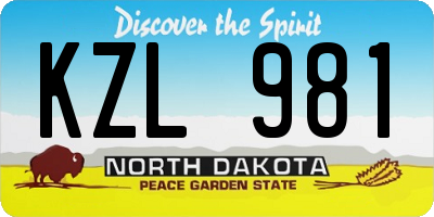ND license plate KZL981