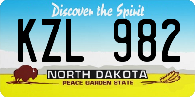 ND license plate KZL982