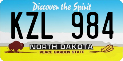 ND license plate KZL984