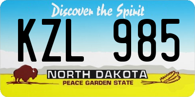 ND license plate KZL985