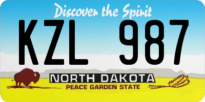 ND license plate KZL987