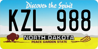 ND license plate KZL988