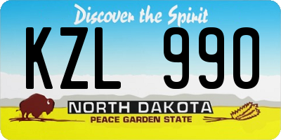 ND license plate KZL990