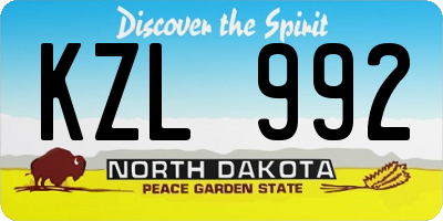ND license plate KZL992
