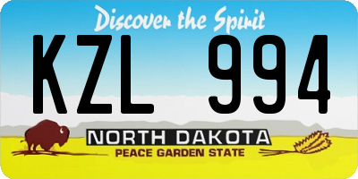 ND license plate KZL994